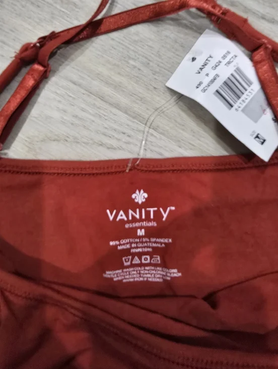 Vanity Red Orange Adjustable Straps Long Tank Top Size M NWT - Picture 2 of 4